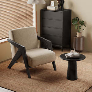 Sillón Individual de Diseño Vintage para Sala de Estar, Mueble de Madera con Detalle Acolchado para Dormitorio - Product Image 6