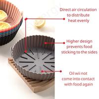 8.5 " / 7.9" huile vidangée plateau de cuisson réutilisable antiadhésif Silicone Pot friteuse Air 22cm épaissi Air friteuse doublures en Silicone
