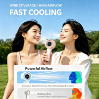 Ventilateur portable pour cils OEM&ODM, mini-ventilateur rechargeable 5000 mAh, 100 vitesses, affichage numérique avec crochet pour maquillage et beauté