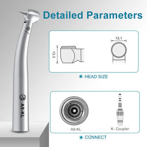Turbina de aire dental, pieza de mano de alta velocidad, cabezal estándar óptico, ajuste de pulverización Quattro, acoplador tipo <span class=keywords><strong>Kave</strong></span> LED, turbinas de la serie AiKO - Product Image 4