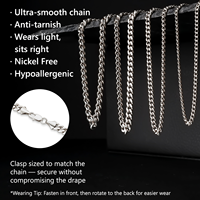 Colliers en acier inoxydable étanches pour hommes et femmes, style hip-hop, avec chaîne plate à coupe diamantée de 3 mm et 5 mm, type Miami Curb Cuban Link, inaltérables