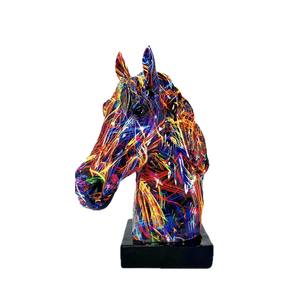 Adorno de Cabeza de Caballo Colorido Chino, Decoración para el Hogar u Oficina, Caballo de la Suerte Fu, Artesanía de Resina Epoxi, Escultura Artística, Arte Popular - Product Image 5