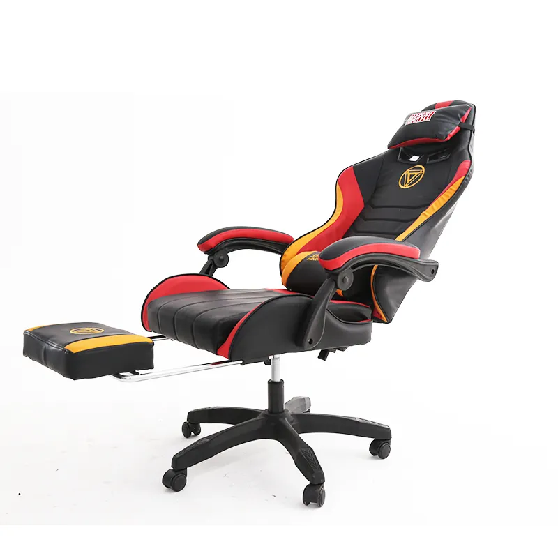 Sedia da lavoro girevole regolabile in pelle sintetica stile Racing con poggiapiedi sedia da gioco