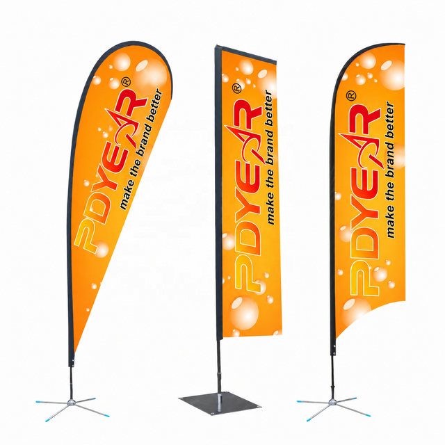 Custom Printed Feather Beach Flags Promotional Trade Show Teardrop Flags Fiberglass Dye Sublimation Printing Portable Durable