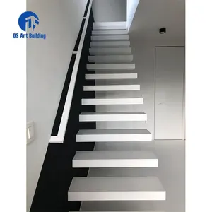DS 천연 나무 계단 실내 흰색 팬더 대리석 계단 나선형 바닥 돌 검은 바닥 타일 부동 계단 단계