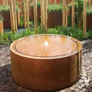 Fontana d'Acqua in Acciaio Arrugginito Ornamento <span class=keywords><strong>da</strong></span> <span class=keywords><strong>Giardino</strong></span> Tavolo d'Acqua Rotondo in Acciaio Corten Fontana Paesaggistica con Pompe - Product Image 1