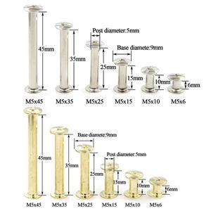 Nickelé plaqué/laiton Album vis cuir ceinture portefeuille Photo Scrapbook Album compte livre poste Chicago vis reliure Rivets - Product Image 5