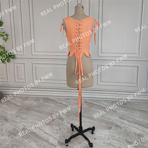 本物の写真ヴィンテージノースリーブコルセットトップスレースアッププリンセスプロムビスチェ女性パーティー用プロム衣装 - Product Image 4