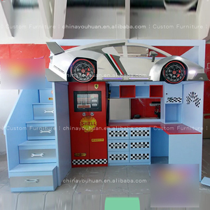 <span class=keywords><strong>Lit</strong></span> en forme de voiture multifonctionnel et élégant pour garçons, personnalisation complète pour les chambres d'enfants, avec bureau en dessous, <span class=keywords><strong>lit</strong></span> mezzanine avec bureau - Product Image 1