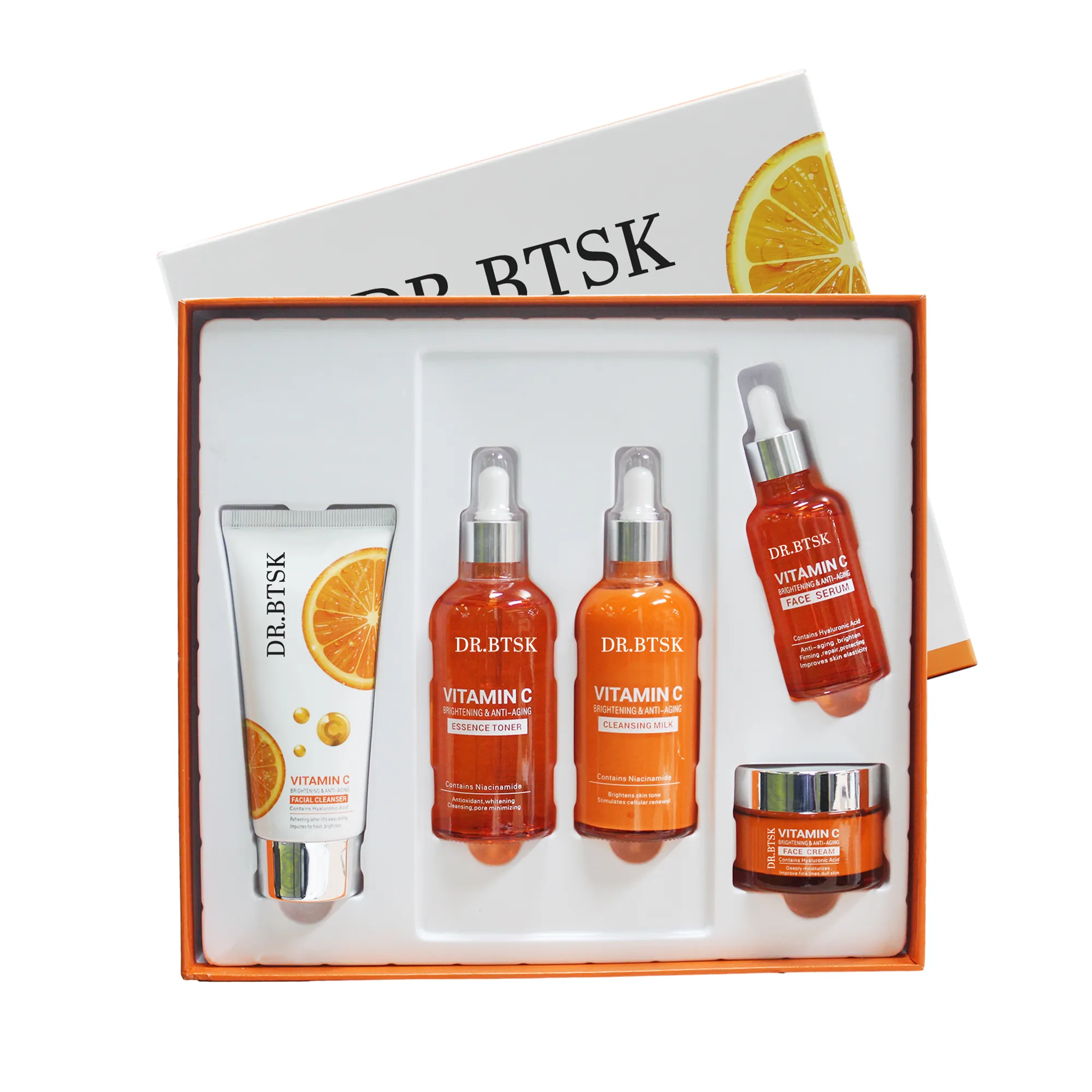 OEM ODM Anti-Aging Hyaluron säure Serum Vitamin C Gesichts creme White ning Hautpflege set