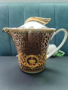 Vente en gros d'usine, service à thé de luxe en porcelaine osseuse, 15 pièces, motif léopard noir et or, tasse à café - Product Image 6