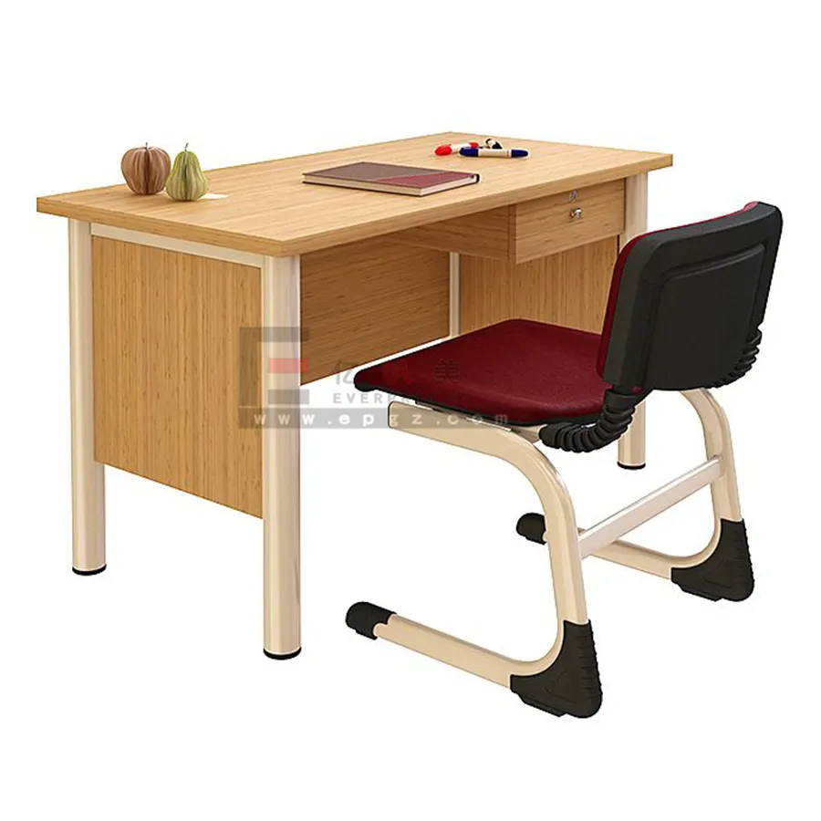 كرسي مكتب ومجموعة طاولات مدرسية من خشب البلوط - تشمل طاولة كمبيوتر للمعلم