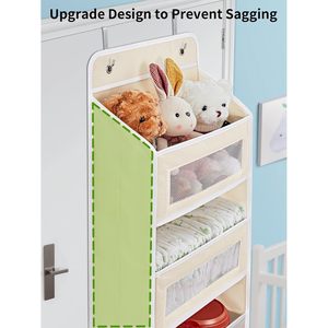 Organisateur de rangement suspendu au-dessus de la porte, 10 poches, beige, pour chambres d'enfants, crèches, soins pour bébés, étagère multifonctionnelle en tissu - Product Image 3
