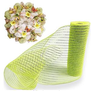 Màu xanh lá cây Polypropylene Deco hoa gói lưới cho Xmas Vòng hoa của cây trang trí với kim loại sọc - Product Image 5