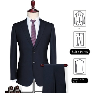 Costume pour <span class=keywords><strong>homme</strong></span> <span class=keywords><strong>grande</strong></span> <span class=keywords><strong>taille</strong></span>, nouveau design, <span class=keywords><strong>blazer</strong></span> <span class=keywords><strong>bleu</strong></span> <span class=keywords><strong>marine</strong></span> avec col blanc, en laine et tissu, veste de travail, pantalon, vêtements de travail - Product Image 4