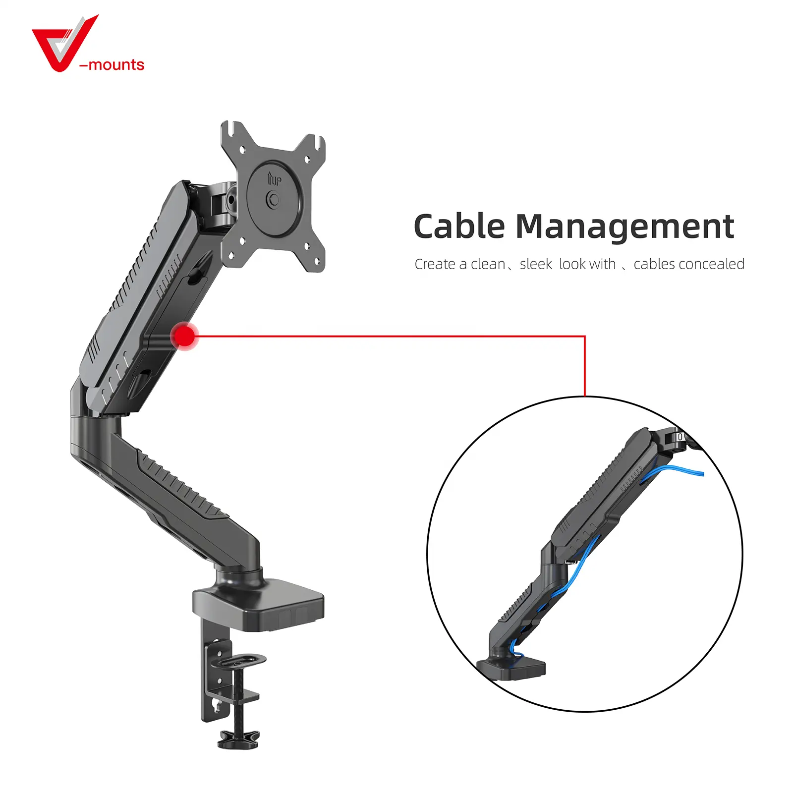 V-mounts ErgoTech Heavy Duty singolo LCD braccio Monitor da parete durevole braccio di montaggio per Monitor PC