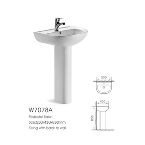 MT-7078A <span class=keywords><strong>di</strong></span> produzione in Fabbrica singolo foro ovale decor sanitari piedistallo bacino <span class=keywords><strong>lavabo</strong></span> in <span class=keywords><strong>ceramica</strong></span> con il prezzo basso - Product Image 2