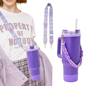 Asa de paracord y correa de hombro para vasos Stanley Cup Simple Modern/Owala/Yeti de 8oz-40oz, soporte para botella de agua. - Product Image 4