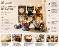Lilin Aromaterapi Kedelai Beraroma Vintage dalam Kaleng dengan Bunga Kering Grosir