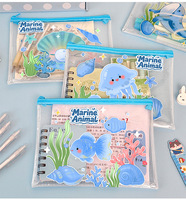 Bolsa de Archivo de PVC Tamaño A5 con Estampado de Animales Marinos de Dibujos Animados para Estudiantes, Venta al Por Mayor