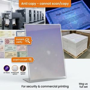 45 Grams UV Fluorescent Fiber Cotton <b>Linen</b> Security <b>Paper</b> Thread Watermark Single Side Coating High Gloss Finish Customizable - Product Image 3