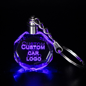 Nhà Máy Bán buôn K9 trống thăng hoa pha lê móc khóa tùy chỉnh <span class=keywords><strong>3D</strong></span> khắc Laser LED ánh sáng pha lê xe logo Keychain - Product Image 2