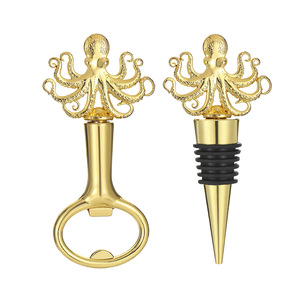 Ouvre-bouteille en forme de pieuvre, bouchon de bouteille en métal doré, tire-bouchon multifonction, cadeau pour mariage ou fête - Product Image 1
