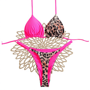 Traje de Baño Enterizo de Gasa con Estampado de Leopardo en Contraste, Estilo Europeo Americano, Sexy, Nuevo, Venta al por Mayor para Fabricantes de Trajes de Baño para Mujer - Product Image 1