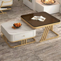 Ensemble de meubles de salon modernes modulaires or et blanc du fabricant chinois, comprenant une table basse en verre et des panneaux solides pour la maison