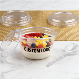 Vasos de Plástico Redondos de 18oz y 20oz con Tapas y Cucharas para Postres - Product Image 2