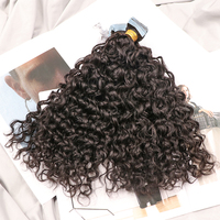 Extensions de cheveux naturels Remy 3A Waterwave à bandes adhésives Qingdao Rawhair, noir naturel, cuticules alignées, pointes pleines