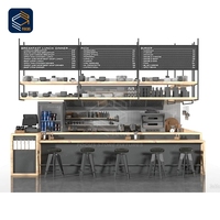 Comptoir de service en bois et verre pour bar à café haut de gamme, vitrine à gâteaux et comptoir de caisse