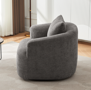 Fauteuil pivotant à 360°, design moderne, revêtement imperméable et écologique, avec coussin décoratif pour salon - Product Image 5