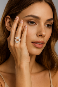 Bague en or rose sertie de diamants, magnifique bijou brillant et élégant pour femmes, idéal pour les mariages, les fiançailles, les fêtes et le port quotidien - Product Image 5