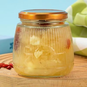 Pot en verre blanc transparent avec couvercle en métal pour crème de nid d'oiseau, emballage cadeau - Product Image 3