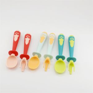Juego de Cuchara y Tenedor para Bebé, Estándar EN71, Libre de BPA, PP TPE de Grado Alimenticio, Cubiertos para Niños Pequeños, 3 Colores, Utensilios para la Hora de Comer de Bebés - Product Image 1