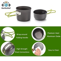 Ensemble de cuisine de camping en plein air UR21941 en alliage d'aluminium certifié LFGB, fournitures de plein air portables avec réchaud et vaisselle