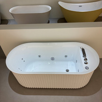 Baignoire à remous autoportante en acrylique avec dentelle rayée Gurgle, spa à air et à eau, massage, baignoire à bulles, jacuzzi