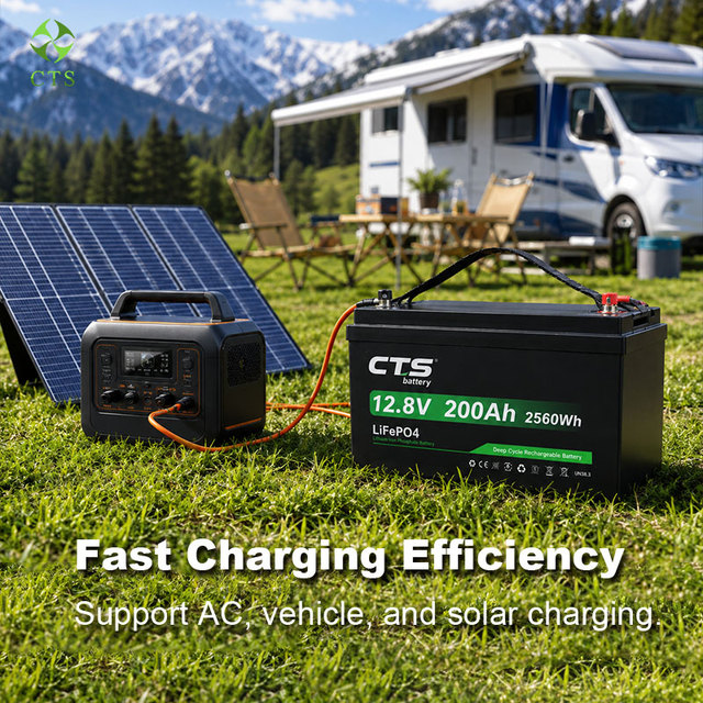 CTS 12V 24V 100Ah 200Ah LiFePO4 Lithium Battery CE UN38.3 Certified for Solar RV Marine UPS Factory Direct