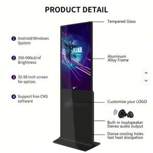 High-Definition 85inch Indoor <b>Floor</b>-Standing Vertical Advertising <b>Machine</b> Touch LCD Display 4K Ultra HD LED Light Remote - Product Image 3