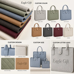 Sac fourre-tout en feutre haut de gamme, grande capacité, pour boutique de thé au lait, sac à main en feutre personnalisable avec logo - Product Image 3