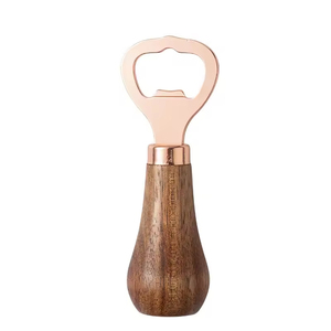 Sacacorchos Vertical de Acero Inoxidable con Mango de Madera de Acacia, Moderno, Portátil, Personalizado, Color Oro Rosa Sólido, con Logotipo Personalizado - Product Image 3