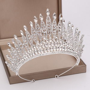 Grande couronne en cristal miss world, spectacle de mariage, diadèmes en cristal, moulage de couronne, couvre-chef pour reines et mariée - Product Image 1