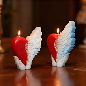 DM1255 mano che tiene il cuore a forma di mezza ala di forma di candela in <span class=keywords><strong>Silicone</strong></span> <span class=keywords><strong>stampi</strong></span> in resina per fusione di sapone di cera per aromaterapia candela stampo per decorazione - Product Image 6