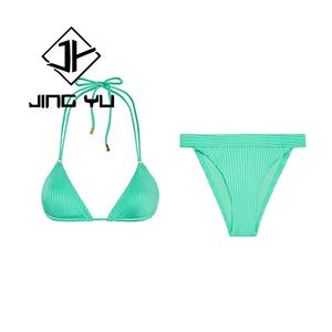 Traje de Baño de Nylon Reciclado Personalizado de Diseñador, Bikini Micro de Lujo, Ropa de Playa de Verano para Mujer, Color Verde - Product Image 4