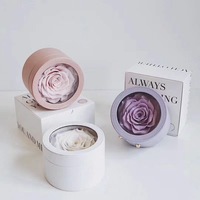 Boîte ronde Fleurs conservées Roses conservées Coffret cadeau cortical pour petite amie Saint Valentin Fête des mères Mariage Anniversaire Chris