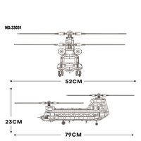 Modèle d'hélicoptère CH-47 Chinook Kit de construction en plastique pour enfants Jouet d'avion militaire Blocs de construction Avion Hélicoptères militaires