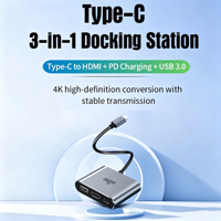 Extenseur de port USB-C portable, alimentation PD 100W, USB 3.0 5 Gbps, intégré 4K, idéal pour les voyages, accessoire de bureau pour ordinateur portable