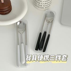 Juego de Cubiertos Portátiles de Acero Inoxidable para Camping, Estuche para Cubiertos, Cuchara y Palillos para Estudiantes, 2 Piezas - Product Image 2