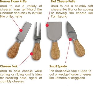 ชุดเครื่องมือชีสขนาดเล็ก 4 ชิ้น ชุดมีดชีสสแตนเลสพร้อมด้ามไม้ - Product Image 4